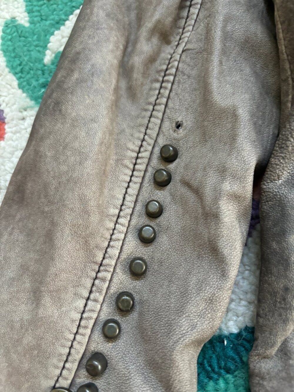 Doma Taupe Distressed Leather Moto Jacket - Picture 8 of 10